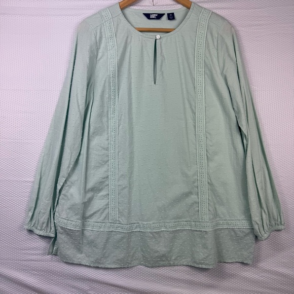 Lands’ End Womans Eyelet Keyhole Tunic Top Size Medium - Picture 1 of 7